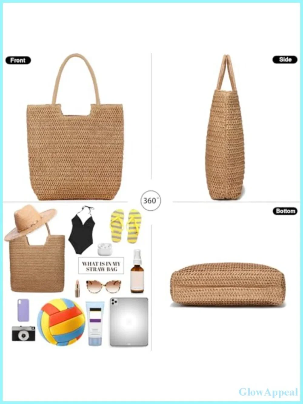 Straw Beach Tote Bag for Women Summer Woven Shoulder Hobo Purse